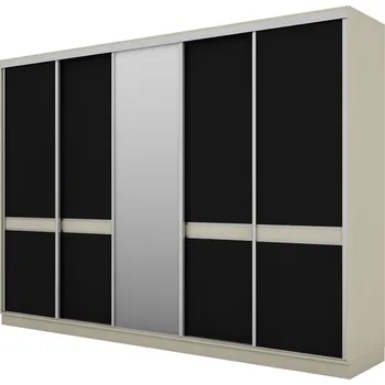 Šatní skříň Skříň eMeblast Posuvná šatní skříň 5D 340 x 244 x 66 cm kašmír skříň se zrcadlem