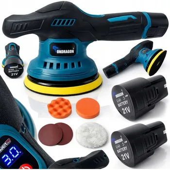 leštička Ondragon Aku leštička 21V s 8 rychlostmi, 2× akumulátor 3 Ah, 125–150 mm