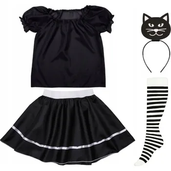 Karnevalový kostým KOSTÝM KOČKA SUKNĚ ČELENKA ČERNÁ 116-128