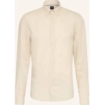Pánská košile Boss Pánská Lněná Košile Liam Regular Fit, krémová, 38