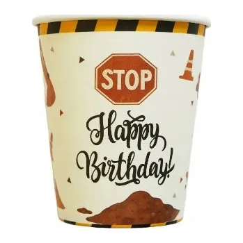 Party nádobí PAPÍROVÉ KELÍMKY STAVEBNÍ STROJE BAGR SKLÁPĚČ narozeniny 6 Ks VP