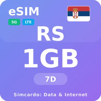 SIM karta Srbsko Mobilní Internet - eSIM 1GB 7 dní datová SIM karta
