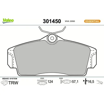 Brzdová destička Sada brzdových destiček, kotoučová brzda VALEO 301450