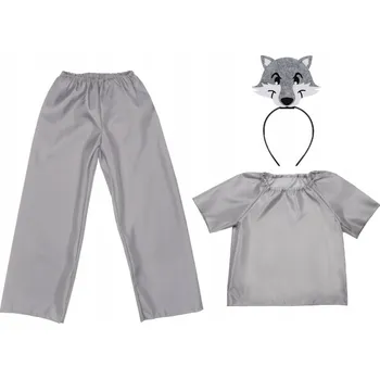 Karnevalový kostým KOSTÝM VLK KALHOTY HALENKA ČELENKA 134-140 4el