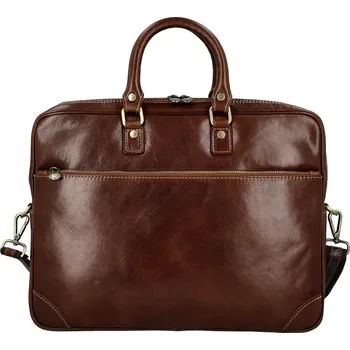 Kabelka Luxusní kožená business taška Benedikt, hnědá