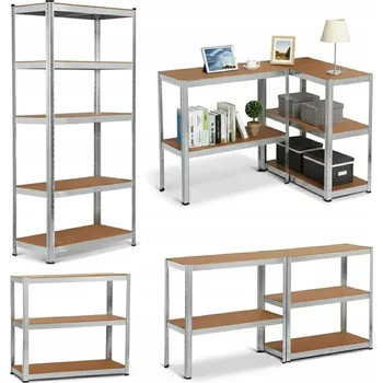 Dílenský regál Regál Skladový Garážový Pevný Kovový 5 Polic Až 875KG 180x90x40