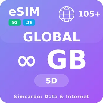SIM karta 105 Zemí Neomezený Mobilní Internet - eSIM 5 dní datová SIM karta (esims_ULE_5D_REUP_V2)