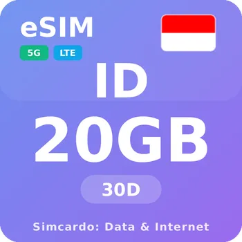 SIM karta Indonésie Mobilní Internet - eSIM 20GB 30 dní datová SIM karta