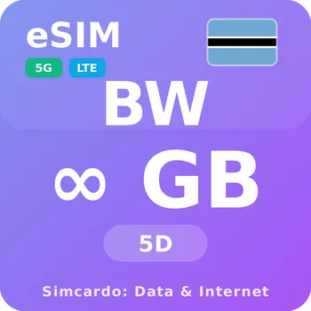SIM karta Botswana Neomezený Mobilní Internet - eSIM 5 dní datová SIM karta (esims_ULE_5D_BS_V2)