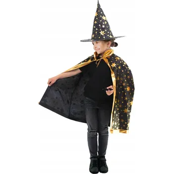 Karnevalový kostým Kostým kouzelník černý unisex 80 cm plášt s kloboukem