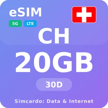 SIM karta Švýcarsko Mobilní Internet - eSIM 20GB 30 dní datová SIM karta