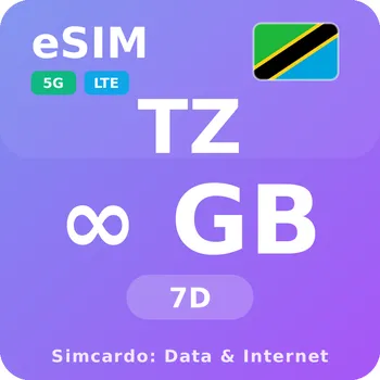 SIM karta Tanzanie Neomezený Mobilní Internet - eSIM 7 dní datová SIM karta (esims_ULP_7D_TW_V2)