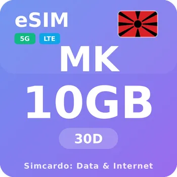 SIM karta Severní Makedonie Mobilní Internet - eSIM 10GB 30 dní datová SIM karta