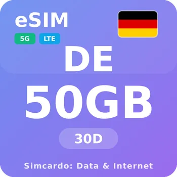 SIM karta Německo Mobilní Internet - eSIM 50GB 30 dní datová SIM karta