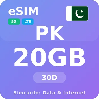 SIM karta Pákistán Mobilní Internet - eSIM 20GB 30 dní datová SIM karta