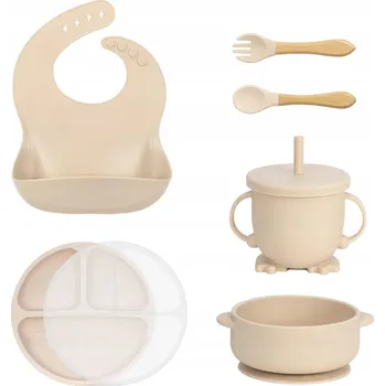 Sada silikonového nádobí béžová pro miminka 7 ks