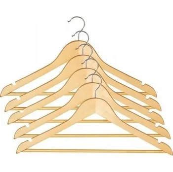 Věšák Věšáky na oblečení 5 ks sada přírodní dřevo