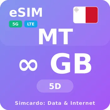 SIM karta Malta Neomezený Mobilní Internet - eSIM 5 dní datová SIM karta