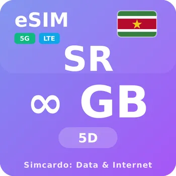 SIM karta Surinam Neomezený Mobilní Internet - eSIM 5 dní datová SIM karta (esims_ULP_5D_SN_V2)