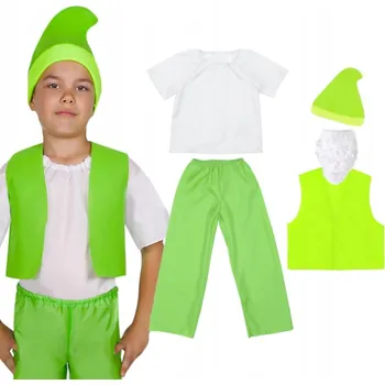 Karnevalový kostým KOSTÝM TRPASLÍK ELF SKŘÍTEK ČEPICE ZELENÁ 134-140