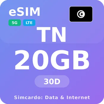 SIM karta Tunisko Mobilní Internet - eSIM 20GB 30 dní datová SIM karta