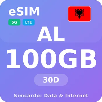 SIM karta Albánie Mobilní Internet - eSIM 100GB 30 dní datová SIM karta