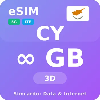 SIM karta Kypr Neomezený Mobilní Internet - eSIM 3 dní datová SIM karta (esims_ULP_3D_CW_V2)