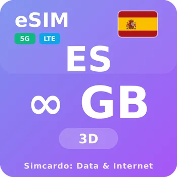 SIM karta Španělsko Neomezený Mobilní Internet - eSIM 3 dní datová SIM karta (esims_ULE_3D_EG_V2)