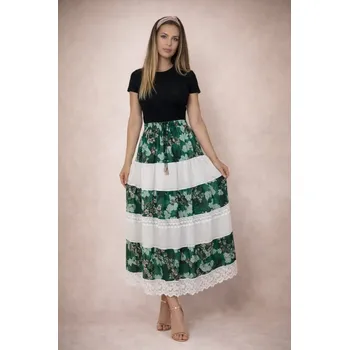 Dámská sukně Sukně a šaty s ozdobnou krajkou - zelené s lístky
