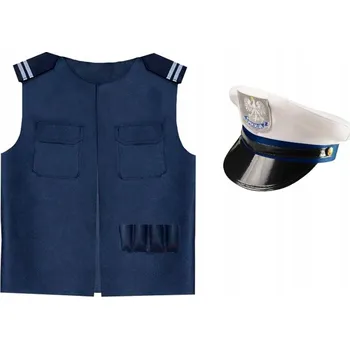 Karnevalový kostým KOSTÝM POLICISTA ČEPICE VESTA 116-140 2 díly