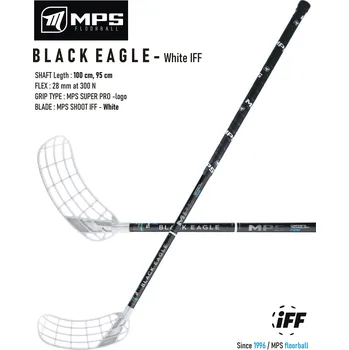 Florbalová hůl MPS BLACK EAGLE Black/White Florbalová hůl černá / bílá, Levá (levá ruka dole), 100cm (=110cm)