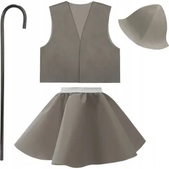 Karnevalový kostým KOSTÝM PASTÝŘ KOSTÝM PASTÝŘE BETLÉM VESTA ČEPICE ŠEDÁ 116-140