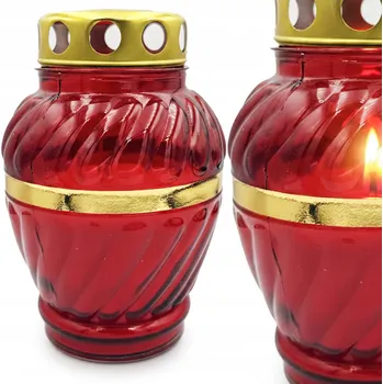 Svíčka HŘBITOVNÍ SVÍČKA VELKÁ SKLENĚNÁ OZDOBNÁ NA HROB HŘBITOVNÍ SVÍTILNA DEKORATIVNÍ ZALÉVANÁ CZ