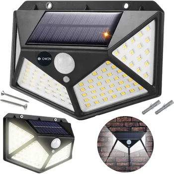 Venkovní osvětlení EXTERNÍ SOLÁRNÍ LAMPA ULICE S POHYBOVÝM SENZOREM A SENZOREM SOUMRAKU, FASÁDNÍ