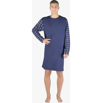 Pánská noční košile Pánská noční košile dlouhý rukáv GINO 79157P tm.popel sv. šedá L