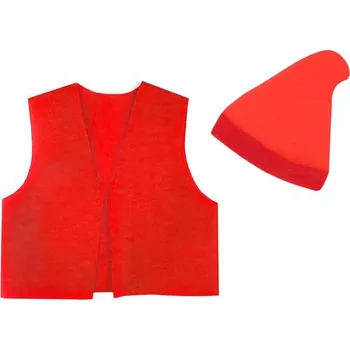 Karnevalový kostým KOSTÝM SKŘÍTEK VESTA ČEPICE ČERVENÁ 98-110