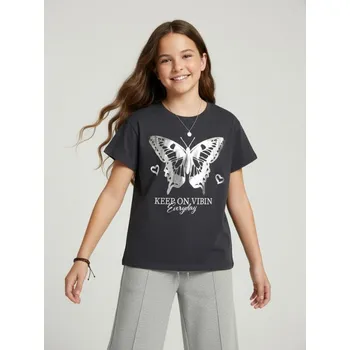 Dívčí spodní prádlo Sinsay - Bavlněná košilka s potiskem - šedá - 287GW-86X - 287GW-86X-152