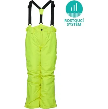 Snowboardové kalhoty Rostoucí dětské lyžařské kalhoty LOAP CUBOR GROW SYSTEM 134/140 Reflexní neon, Černá