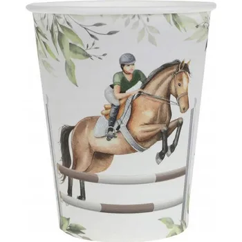 Jednorázové nádobí Papírové Kelímky s motivem koně, hnědé 10 Ks