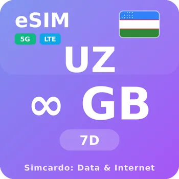 SIM karta Uzbekistán Neomezený Mobilní Internet - eSIM 7 dní datová SIM karta (esims_ULP_7D_UY_V2)