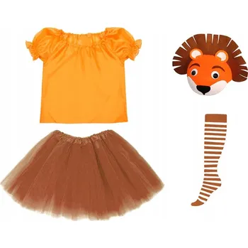Karnevalový kostým KOSTÝM LVÍČE - SUKNĚ, HALENKA, ČEPICE - VELIKOST 134-140 - 4 DÍLY