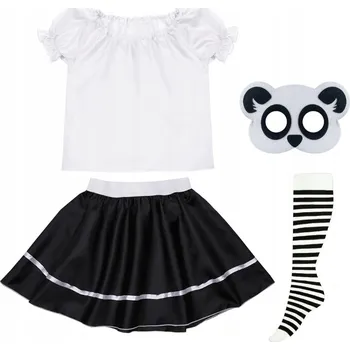 Karnevalový kostým SADA PANDA BÍLÁ A ČERNÁ 116-128 4dílná