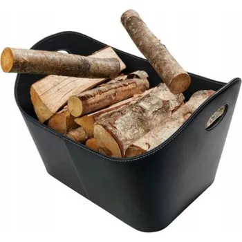 Koš na dřevo ke krbu Eko kůže černý elegantní