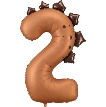 Balónek PartyDeco Fóliový balónek číslo 2 hnědý 92 cm