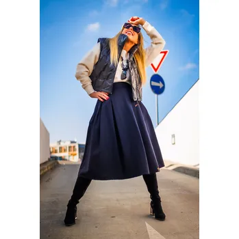 Dámská sukně Jadberg Women Luxusní tmavě modrá skládaná sukně Celeste Velikost: S-M