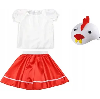 Karnevalový kostým KOSTÝM SLEPICE PŘEVLEK KOHOUT KUŘE ZVÍŘÁTKA Z FARMÁŘSKÉHO DVORA 116-128 3dílný