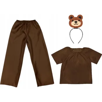 Karnevalový kostým KOSTÝM MEDVĚD SPODKY HALENKA ČELENKA 134-140 4e