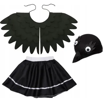 Karnevalový kostým KOSTÝM HAVRAN VRÁNA PTÁK PLÁŠTĚNKA ČEPICE S/M