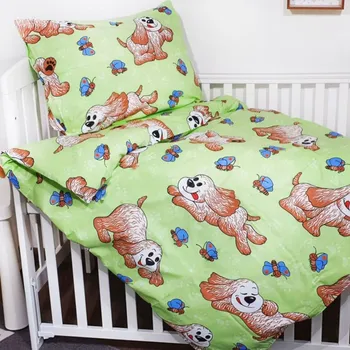 Povlečení Dětské povlečení - Pejsek zelený Zapínání: knoflík, Rozměr: 90x130 + 40x60