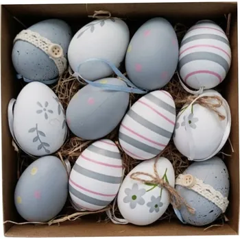 Velikonoční dekorace Vajíčka Písanka Velikonoce Závěsná Dekorace Velikonoční psaníčko 12 ks